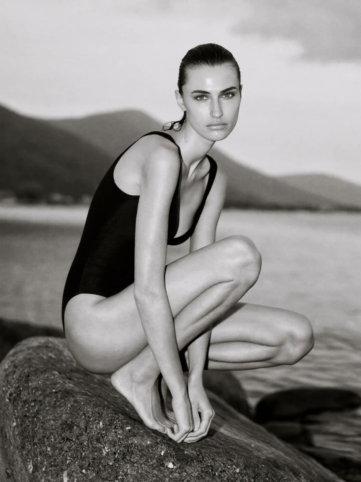 Black and white fashion portrait